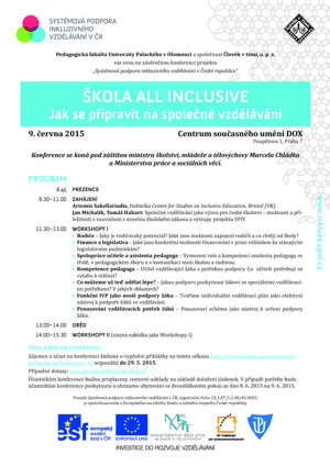 Zveme Vás na konferenci Systémová podpora inkluzivního vzdělávání (Praha - 9. 6. 2015)